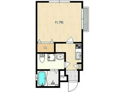 アムール・W(1K/1階)の間取り写真