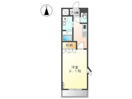 ラピュタII(1K/2階)の間取り写真