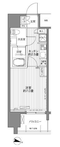 センテニアル王子神谷(1K/2階)の間取り写真