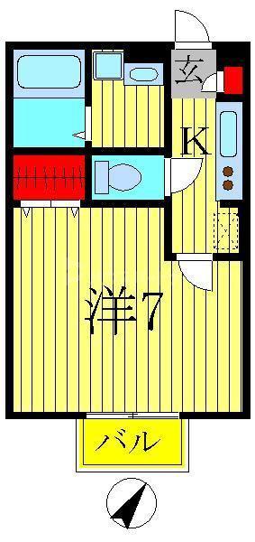 プルミエ(1K/1階)の間取り写真
