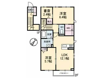 シャーメゾン瀬戸(2SLDK/2階)の間取り写真