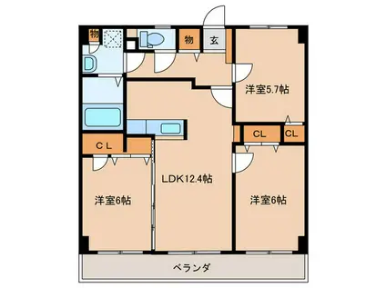 ブリューテ21(3LDK/1階)の間取り写真