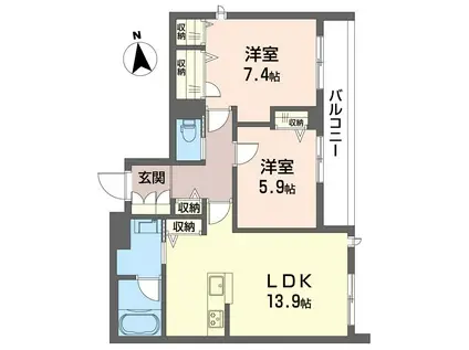 グレース二子(2LDK/2階)の間取り写真