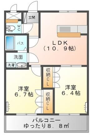 クオリティーハイムS(2LDK/2階)の間取り写真