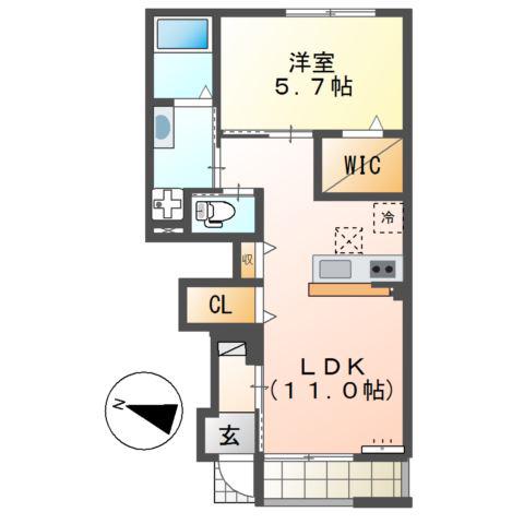 グレース(1LDK/1階)の間取り写真