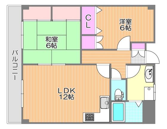 翔阿園マンション(2LDK/7階)の間取り写真