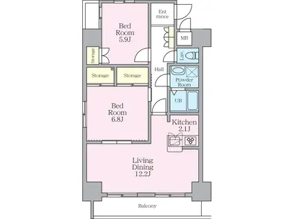 LIVE・TOPIA八王子(2LDK/3階)の間取り写真