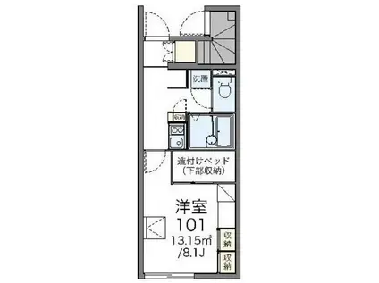 レオパレスクレスト宮前(1K/1階)の間取り写真