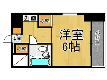 猪名寺パークマンションⅠ(ワンルーム/2階)の間取り写真