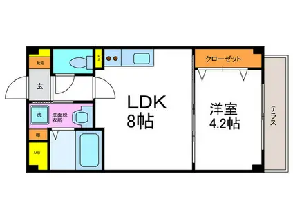 リバーサイド桂 壱番館(1LDK/1階)の間取り写真