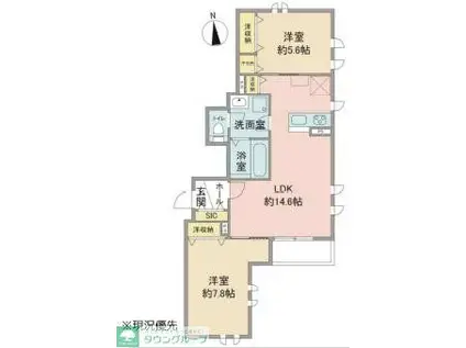 WISTERIA VILLAGE(2LDK/1階)の間取り写真