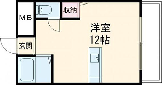 アザレアハイツ蒲池(ワンルーム/2階)の間取り写真