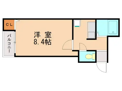 ピュア箱崎(1K/3階)の間取り写真