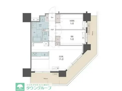 ラグゼナ用賀(2LDK/14階)の間取り写真