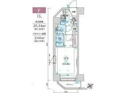 リヴシティ亀戸(1K/4階)の間取り写真