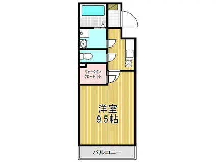ヒルズコート ウエガハラ(1K/2階)の間取り写真