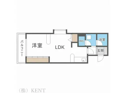 フローレンス琴似(1DK/4階)の間取り写真
