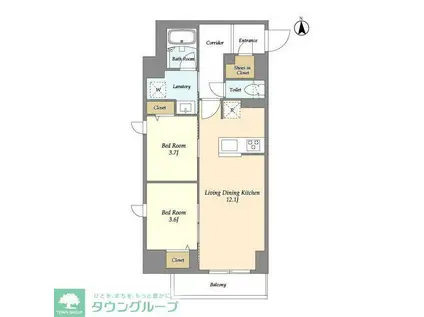 ドゥーエ尾久(2LDK/3階)の間取り写真