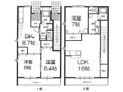 スタットアンクムB(1LDK/2階)の間取り写真