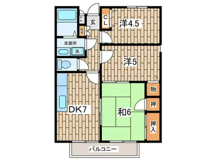 アルシオネ横浜(3DK/1階)の間取り写真