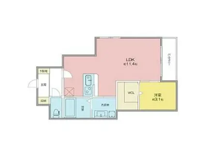 PATRIA高畑(1LDK/1階)の間取り写真