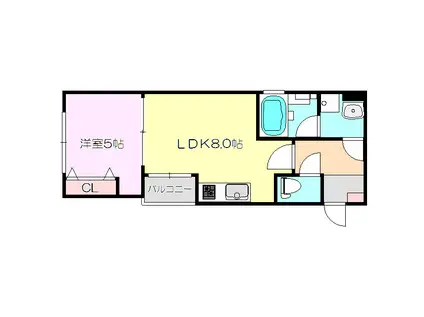 ALEGRIA上新庄(1LDK/3階)の間取り写真