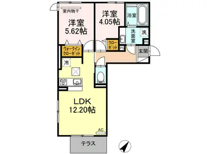 JR鹿児島本線 南福岡駅 徒歩12分 3階建 築7年(2LDK/1階)の間取り写真