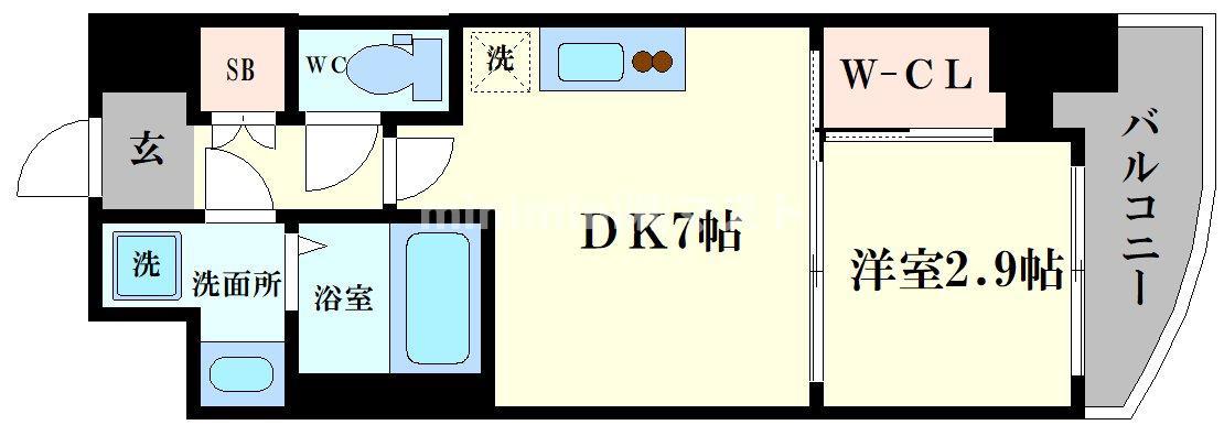セレニテ難波リアン(1DK/12階)の間取り写真