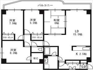 GUFO伏見(4LDK/10階)の間取り写真
