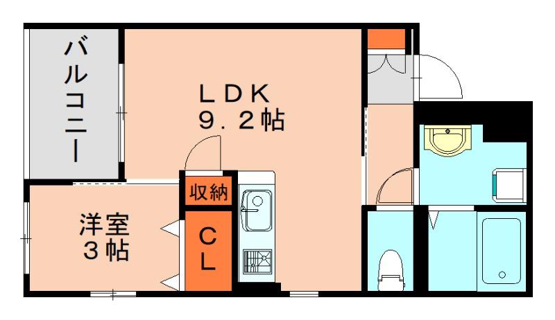 モンフレール原町駅前(1LDK/5階)の間取り写真