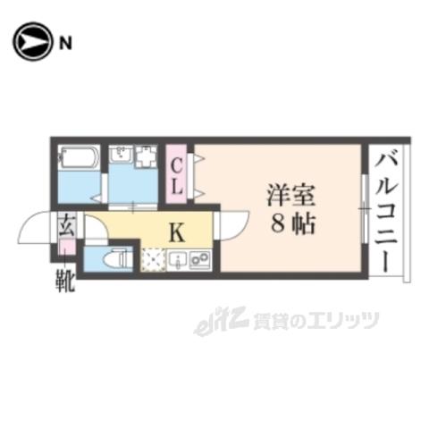 グランディール円町(1K/2階)の間取り写真
