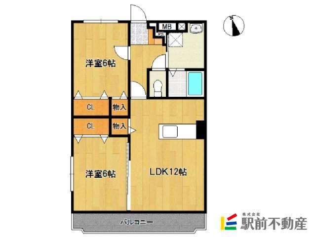 ヌーベルシェトワVI(2LDK/3階)の間取り写真