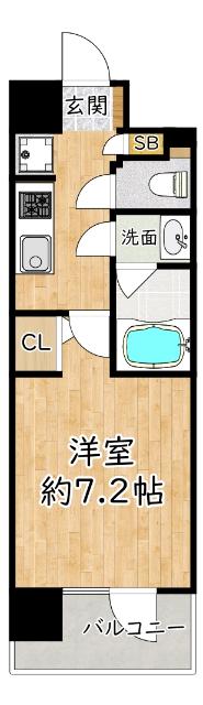 スプランディッド十三本町(1K/3階)の間取り写真