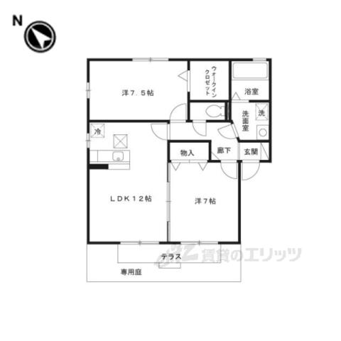 リビングタウン学研都市D棟(2LDK/2階)の間取り写真