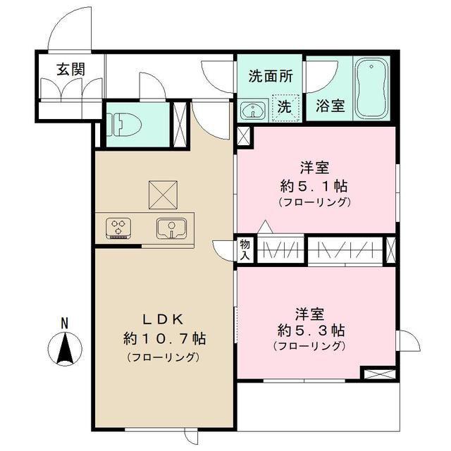ヴィラコート アルフラット(2LDK/1階)の間取り写真