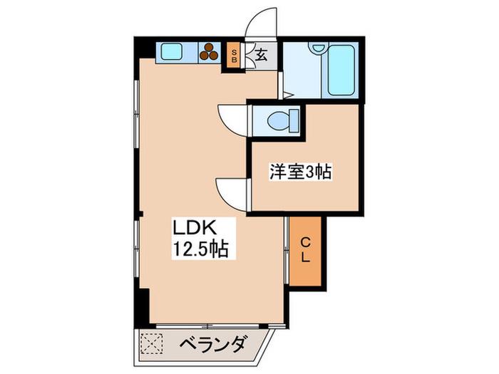 シャトー信濃(1LDK/2階)の間取り写真