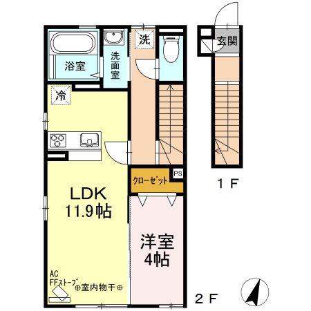 パルメゾン(1LDK/2階)の間取り写真