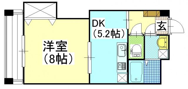 ピュール・セレネ表町(1DK/5階)の間取り写真