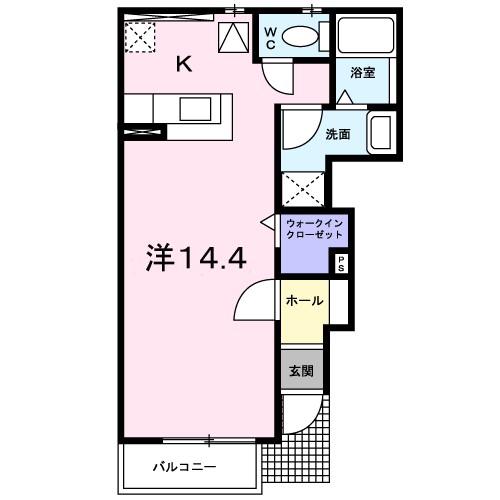 ソレアード・ピノ(ワンルーム/1階)の間取り写真