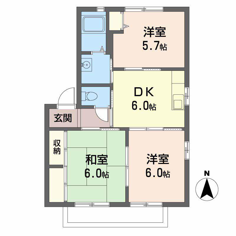 シャーメゾンM(3DK/2階)の間取り写真