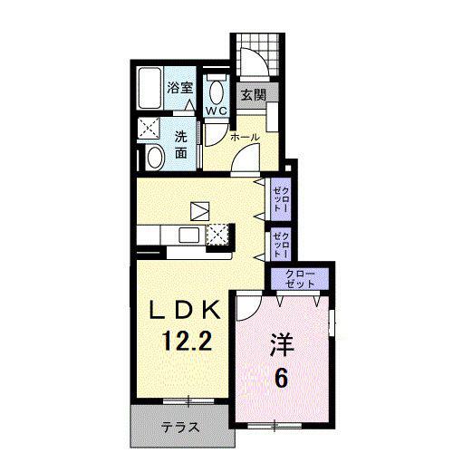 ラルジュグリーンC(1LDK/1階)の間取り写真