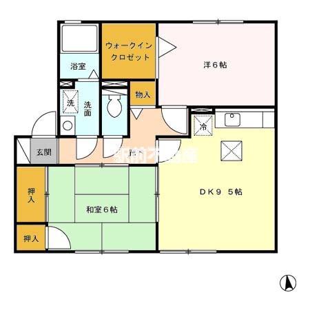 セジュール小森野IIA棟(2DK/2階)の間取り写真