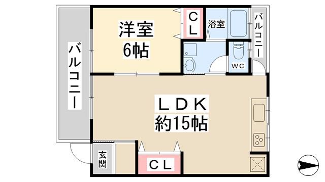 第一マンション(1LDK/2階)の間取り写真