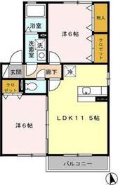 シャンベール(2LDK/1階)の間取り写真
