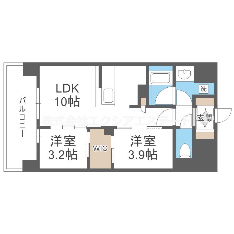 ソルレヴェンテ新梅田(2LDK/3階)の間取り写真