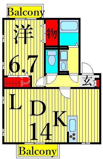 夢路オネスト(1LDK/1階)の間取り写真