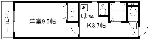 エクセル錦(1K/2階)の間取り写真