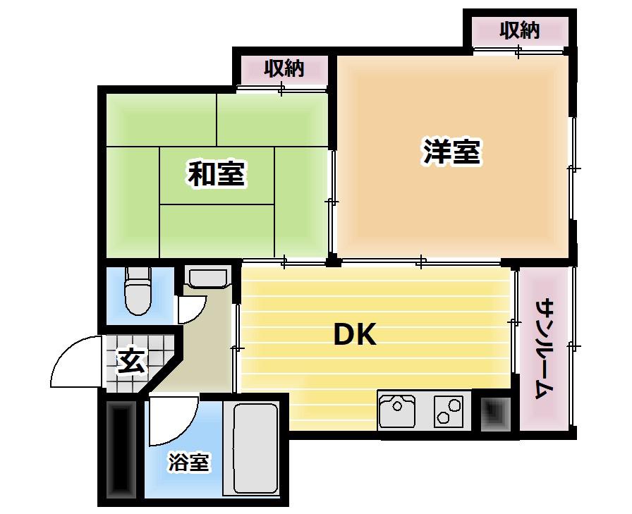 エクセレンス栄光(1DK/4階)の間取り写真