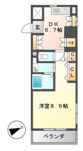 N.S ZEAL大曽根(1DK/8階)の間取り写真