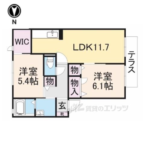 アーバヒルP(2LDK/1階)の間取り写真